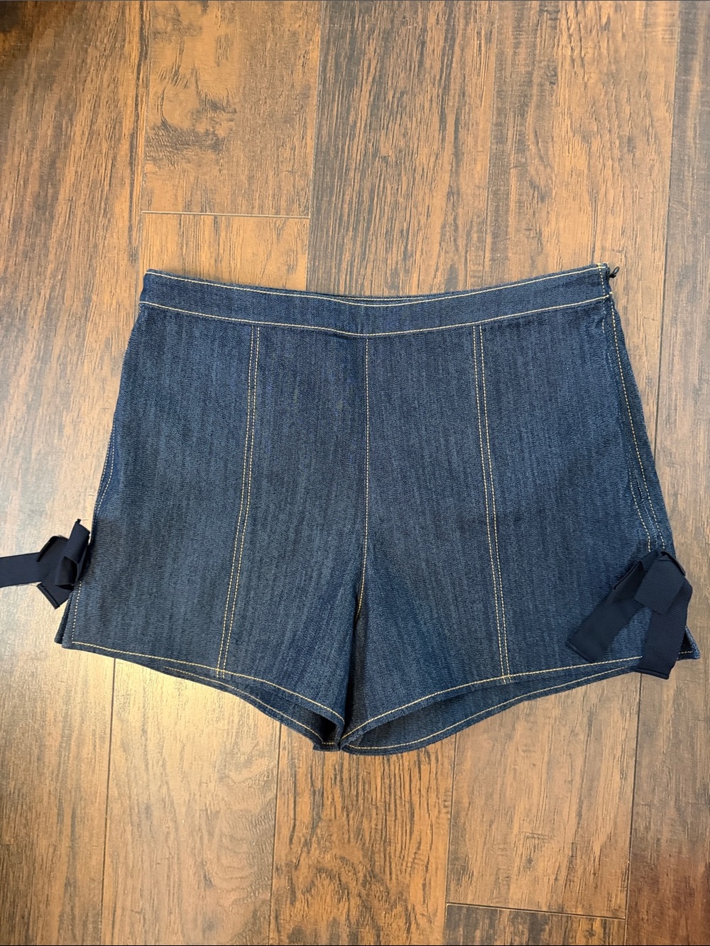 cinq a sept Navy Denim Tie-Side Shorts, brand new without tag.